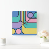 Streamline Moderne Retro Style Geometric Design Quadratische Wanduhr (Zuhause)