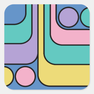 Streamline Moderne Retro Style Geometric Design Quadratischer Aufkleber