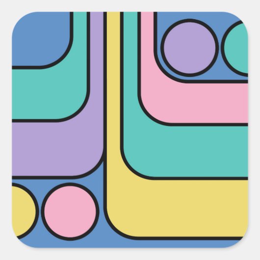 Streamline Moderne Retro Style Geometric Design Quadratischer Aufkleber (Vorderseite)