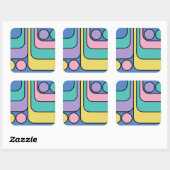 Streamline Moderne Retro Style Geometric Design Quadratischer Aufkleber (Blatt)