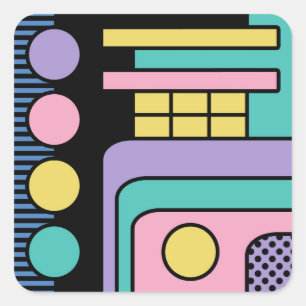 Streamline Moderne Retro Style Geometric Design Quadratischer Aufkleber