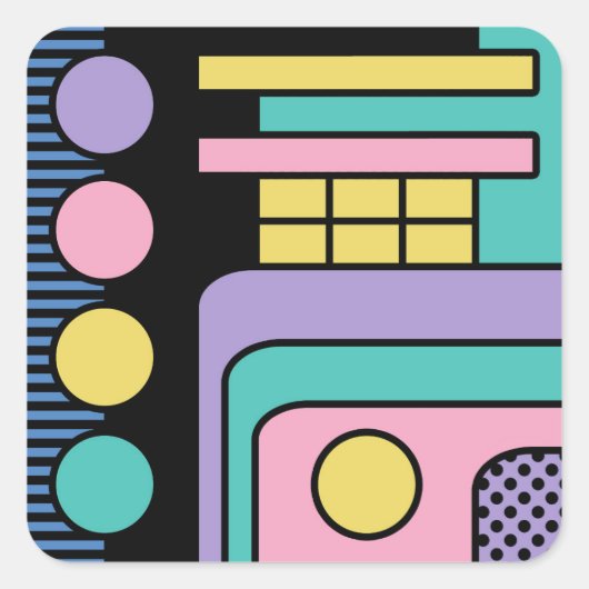 Streamline Moderne Retro Style Geometric Design Quadratischer Aufkleber (Vorderseite)