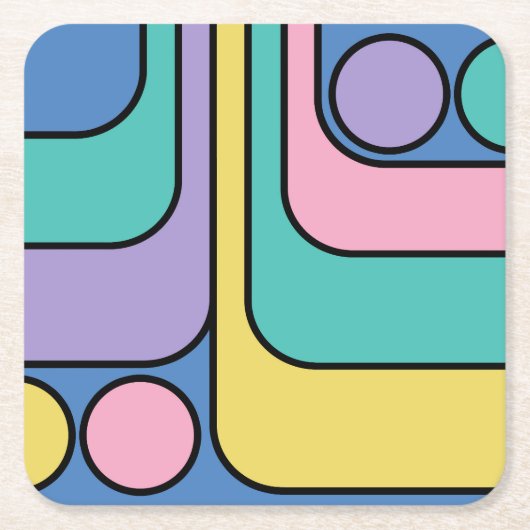 Streamline Moderne Retro Style Geometric Design Rechteckiger Pappuntersetzer (Vorderseite)