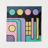 Streamline Moderne Retro Style Geometric Design Wandteppich (Vorderseite (Horizontal))