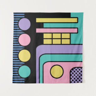 Streamline Moderne Retro Style Geometric Design Wandteppich