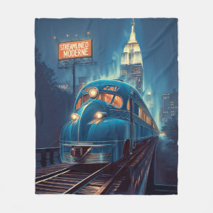 Streamline Moderne Vintag New York Express Fleecedecke