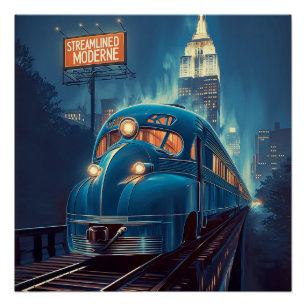 Streamline Moderne Vintag New York Express Poster