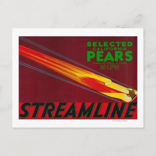 Streamline Pear Crate LabelSanta Clara, CA Postkarte (Vorderseite)