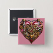 Streampunk Heart Ruby Valentine Button (Vorne & Hinten)