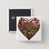 Streampunk Heart Ruby Valentine Button (Vorne & Hinten)