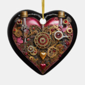 Streampunk Heart Ruby Valentine Keramik Ornament (Vorne)