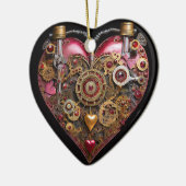 Streampunk Heart Ruby Valentine Keramik Ornament (Links)
