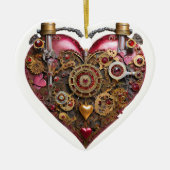 Streampunk Heart Ruby Valentine Keramik Ornament (Vorne)