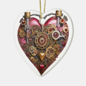 Streampunk Heart Ruby Valentine Keramik Ornament (Links)