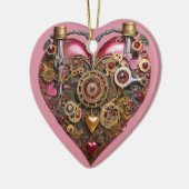 Streampunk Heart Ruby Valentine Keramik Ornament (Links)