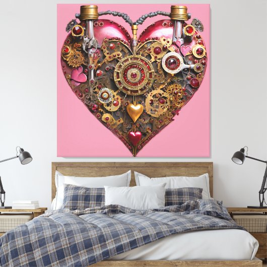 Streampunk Heart Ruby Valentine Leinwanddruck (Insitu (Schlafzimmer))