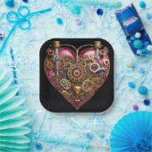 Streampunk Heart Ruby Valentine Pappteller (Party)