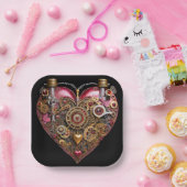 Streampunk Heart Ruby Valentine Pappteller (Party)