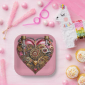 Streampunk Heart Ruby Valentine Pappteller (Party)