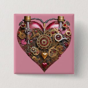 Streampunk-Herz-Rubin-Valentinstag Button
