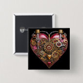 Streampunk-Herz-Rubin-Valentinstag Button (Vorne & Hinten)