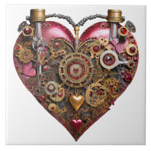 Streampunk-Herz-Rubin-Valentinstag Fliese