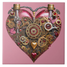 Streampunk-Herz-Rubin-Valentinstag Fliese