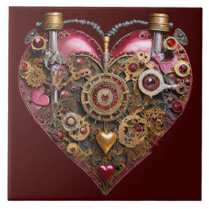 Streampunk-Herz-Rubin-Valentinstag Fliese