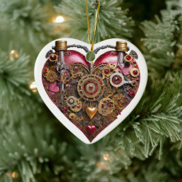 Streampunk-Herz-Rubin-Valentinstag Keramik Ornament