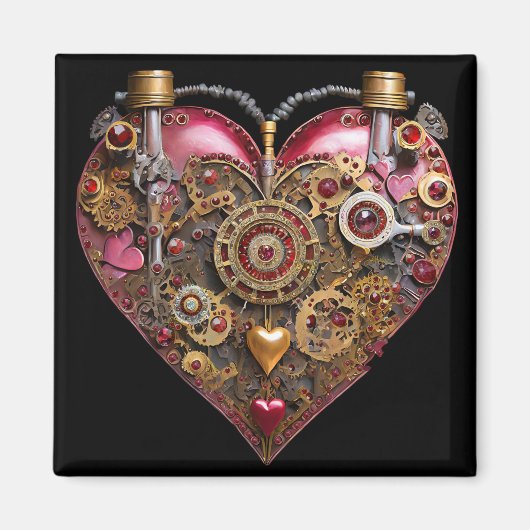 Streampunk-Herz-Rubin-Valentinstag Magnet (Vorne)