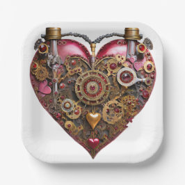 Streampunk-Herz-Rubin-Valentinstag Pappteller