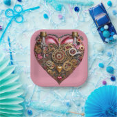 Streampunk-Herz-Rubin-Valentinstag Pappteller (Party)