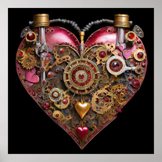 Streampunk-Herz-Rubin-Valentinstag Poster