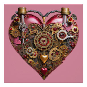 Streampunk-Herz-Rubin-Valentinstag Poster