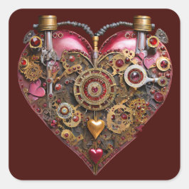Streampunk-Herz-Rubin-Valentinstag Quadratischer Aufkleber