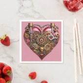 Streampunk-Herz-Rubin-Valentinstag Serviette (Beispiel)