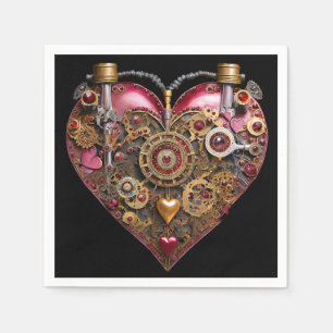 Streampunk-Herz-Rubin-Valentinstag Serviette