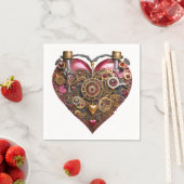 Streampunk-Herz-Rubin-Valentinstag Serviette (Beispiel)