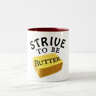 Streben, ein Butterkaffee-Umarmung zu werden Zweifarbige Tasse