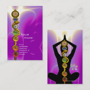 STRECKE ASCLEPIUS,7 CHAKRAS YOGA LOTUS POSE Rosa Visitenkarte