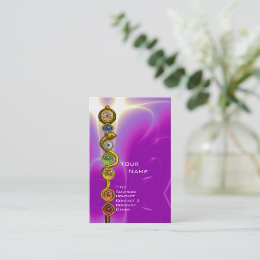 STRECKE ASCLEPIUS,7 CHAKRAS YOGA LOTUS POSE Rosa Visitenkarte (Stehend Vorderseite)