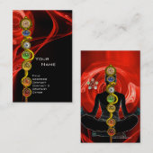 STRECKE ASCLEPIUS,7 CHAKRAS YOGA LOTUS POSE Rot Visitenkarte (Vorne/Hinten)