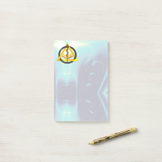 STRECKE DES ASCLEPIUS-ZAHNSYMBOLS, Aquamarin Post-it Klebezettel (Auf Schreibtisch)