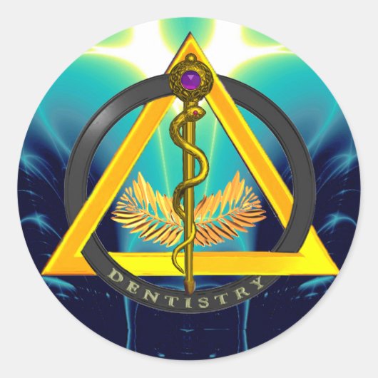 STRECKE DES ASCLEPIUS-ZAHNSYMBOLS RUNDER AUFKLEBER (Vorderseite)