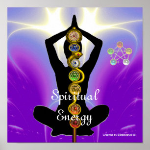 STRECKE VON ASCLEPIUS 7 CHAKRAS, YOGA LOTUS POSE L POSTER