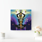 STRECKE VON ASCLEPIUS 7 CHAKRAS, YOGA LOTUS POSE L QUADRATISCHE WANDUHR (Zuhause)