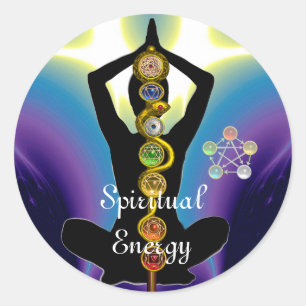 STRECKE VON ASCLEPIUS 7 CHAKRAS, YOGA LOTUS POSE L RUNDER AUFKLEBER