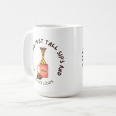 “Strecken, langsam trinken, weniger Stress.” Kaffeetasse (Vorderseite Links)