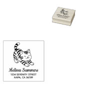 Streckende Getigertkatze Adresse Gummistempel (Stempel)