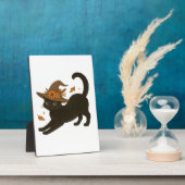 Streckende schwarze Katze – Witchy Herbst-Klassike Fotoplatte (Seite)